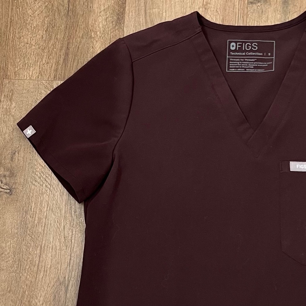 Catarina One-Pocket Scrub Top Brown V-Neck Short Sleeve FW1000 Size Small - Picture 6 of 10